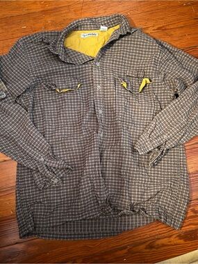 Canyon River Blues Gray Plaid Shirt with Yellow Lining
